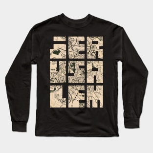 Jerusalem, Israel City Map Typography - Vintage Long Sleeve T-Shirt